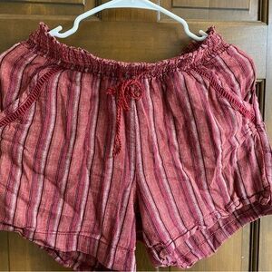 Red striped boho shorts